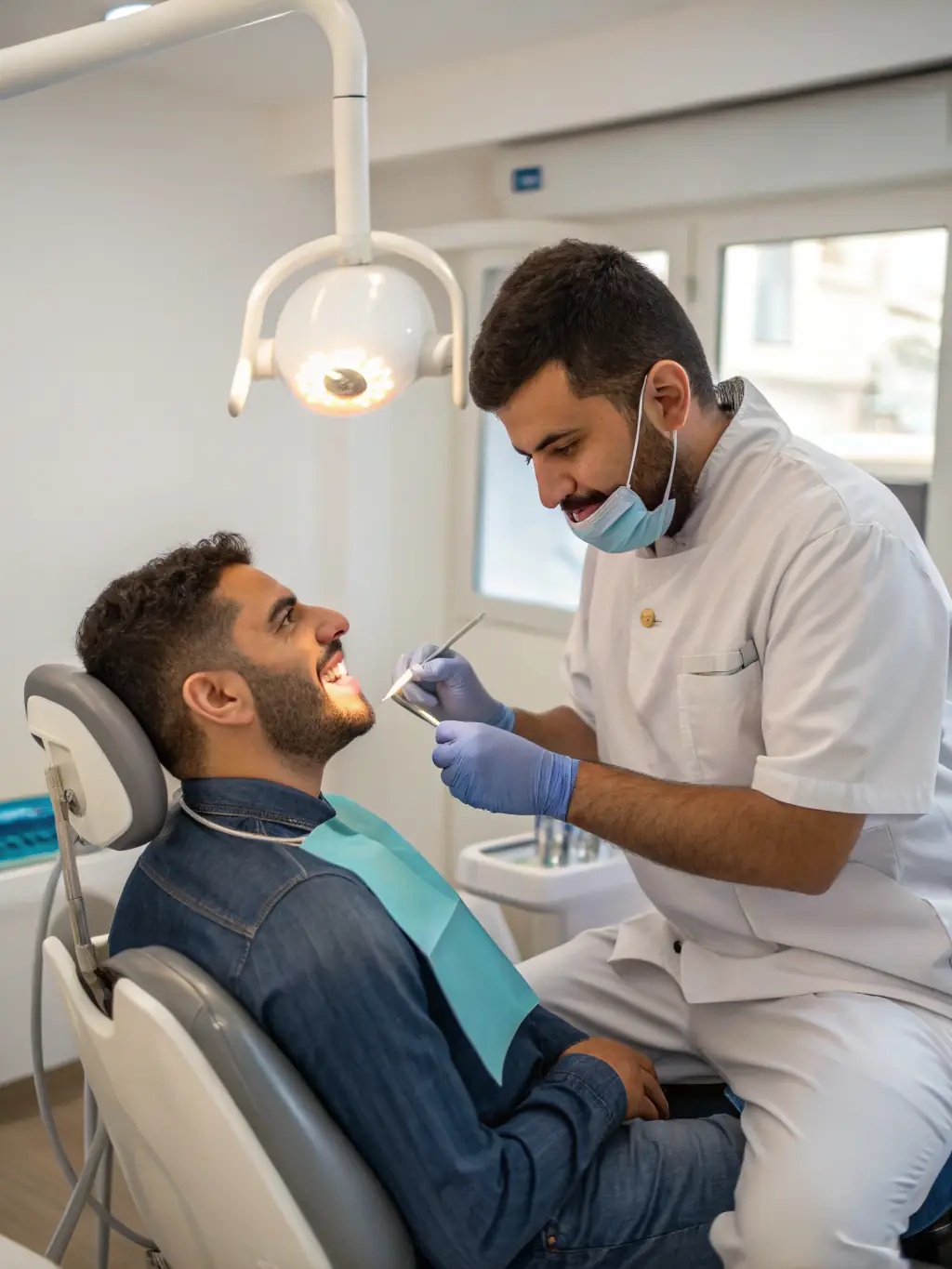 A friendly dentist examining a patient's teeth with modern dental tools, ensuring a comfortable and thorough check-up at Honest Tooth Family Dentistry.